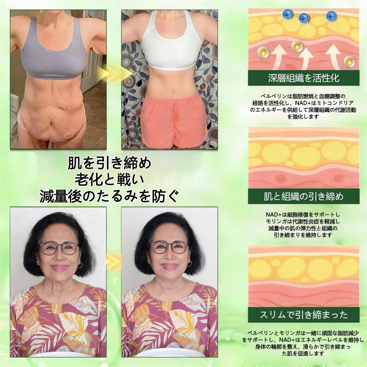 🛒BOMSTF®＆NAD+ 8-in-1 ナノ強化フォーミュラ【アップグレード版】内臓脂肪 / 肥満 / 糖尿病 / 睡眠時無呼吸 / 関節ケア / 肌のたるみ 集中サポート-  🎯